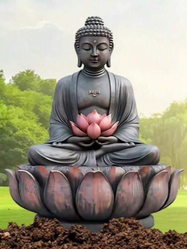 1 pièce, Piquet de jardin Bouddha ancien (30 cm x 21 cm), bouchon de sol décoratif d'intérieur et d'extérieur, pot de fleurs et bonsaï décoratifs rêveurs, cadeau d'anniversaire parfait