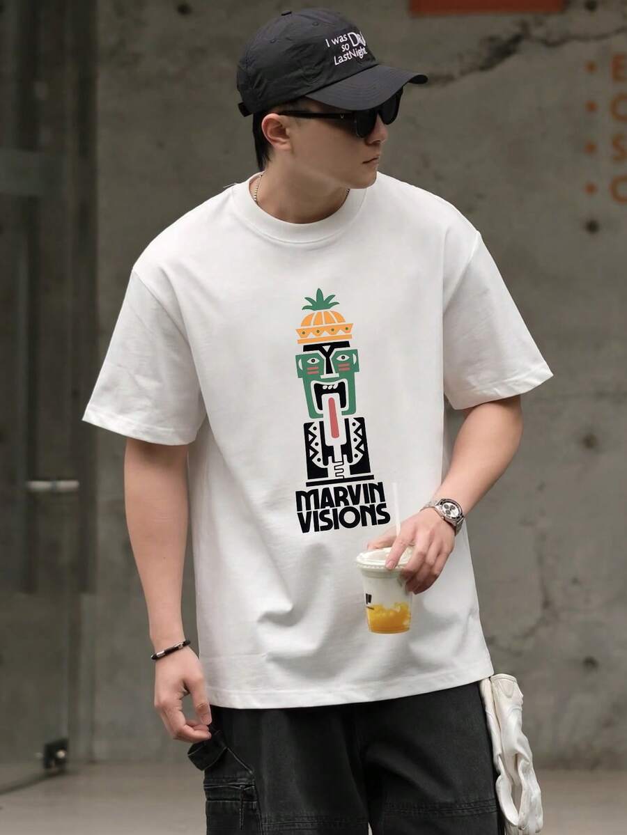 100% Cotton Unisex T-Shirt Short Sleeve Summer Vest 200g Cotton Comfortable Breathable Funny T-Shirt Men's Stylish And Casual Print Fashion Casual Outdoor Sports Fitness Tops Holiday Gift - 白色 - 查看 1