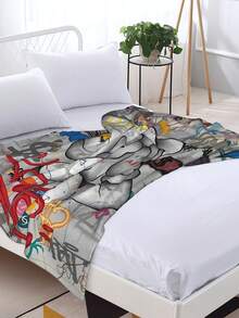 Kawss Kawaii Kaw  Anime-Themed Plush Flannel Blanket - Soft Cozy All-Season Throw For Couch, Bed & Home Decor,Print Blanket Perfect Valentine's Day Or Birthday Gift In Mixed Colors