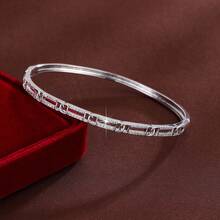 1pc Minimalist Hollow Letter D Shaped Chain Design Cubic Zirconia Inlaid Women Bracelet - Multicolor - View 3