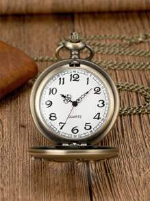 1 Stück Taschenuhr im Retrostil mit Klappdeckel, mechanisch, Halskette, Vintage europäischer Stil, geeignet für Männer und Frauen, Geschenkidee zum Geburtstag, für den Schulbeginn