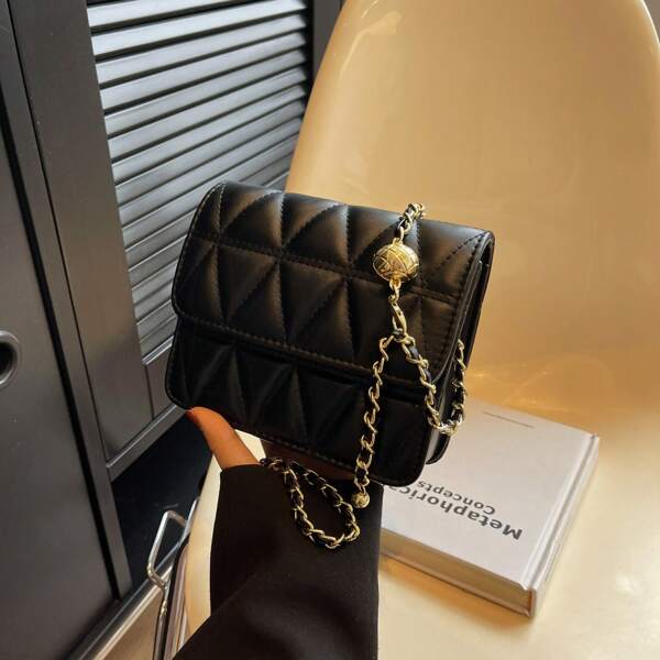 Lacquered Leather Mini Rhombic Shoulder Bag, Women's Fashion Handbag For Autumn/Winter