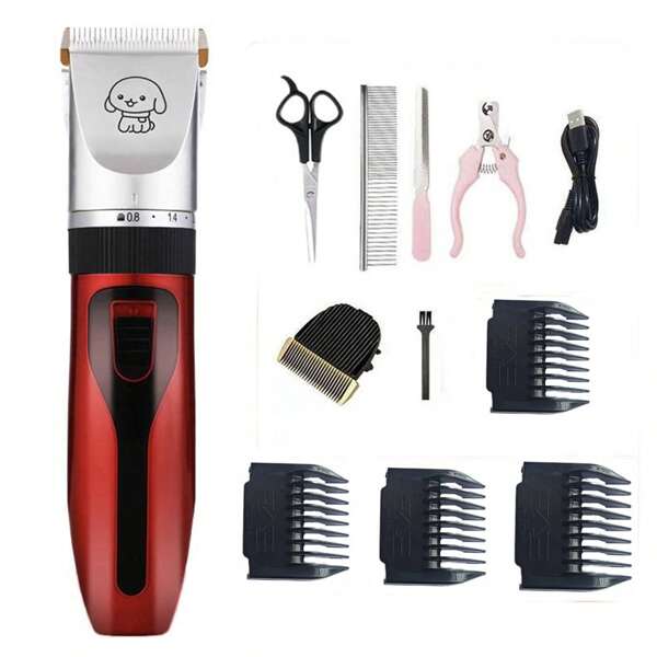 1pc Red Electric Pet Grooming Trimmer, Pet Electric Shaver, Dog Cat Hair Clipper Shaver