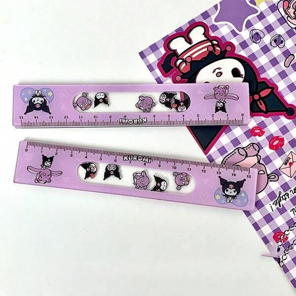Sanrio 1 pieza. Regla de joystick de gato lindo de Sanrio de 15 cm de alto, apariencia de dibujos animados, regla acrílica de doble cara, regla de medición, artículo de dibujo y examen, regla oscilante, imagen súper gruesa, volumen, línea recta, triángulo, dibujos de varias formas