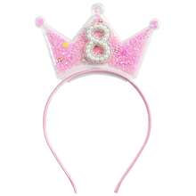 1个生日皇冠发箍，适合3-9岁儿童，公主风头饰，粉色发饰，生日礼物发箍，发带，发圈，秋季款，女士发箍 - 彩色 - 查看 14