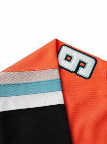 96 冰球球衣缝制橙色冰球球衣缝制涤纶长袖衬衫，适合球队训练和日常休闲穿着