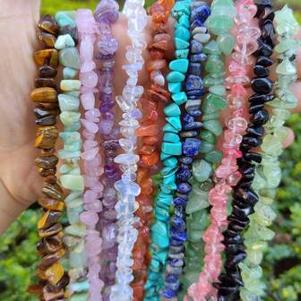 White Turquoise Crystal Beads Chips 5mm To 8mm Asymmetrical Gemstone Beads With Holes DIY For Bracelet Necklace Earrings Jewellery Making Craft 16 Inch