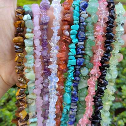 White Turquoise Crystal Beads Chips 5mm To 8mm Asymmetrical Gemstone Beads With Holes DIY For Bracelet Necklace Earrings Jewellery Making Craft 16 Inch