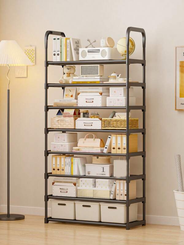 1 pieza Estantería de almacenamiento de varios niveles, organizador doméstico, estantería de piso para dormitorio, estantería simple y duradera para aperitivos y misceláneos