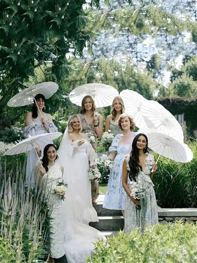 1/5/10pcs Retro White Creative Women's Blank Paper Sunshade Wedding Umbrella - Wooden Handle, No Power Required, Perfect For Weddings, Photo Shoots, Makeup, Parties, Beach Decorations. Wedding Souvenir, Bridesmaid Group Decorative Umbrella, Retro Paper Fan.