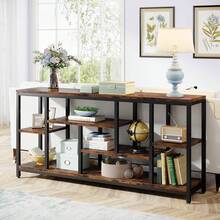 Tribesigns Console Hallway, 180 Cm Extra Long Console Table Behind Couch With Storage Shelves, 5-Tier Industrial Entryway Hallway EntranceTable For Living Room, Rustic Brown - Rustic Brown - 查看 3