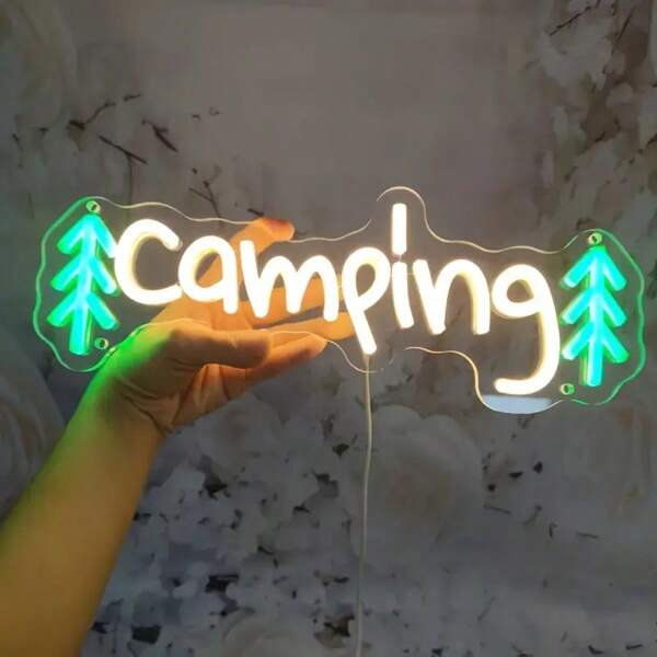 1 Stück LED Camping Neon Licht, USB betrieben, Ein/Aus-Schalter, mehrfarbig, Wandmontage, vielseitig einsetzbar für Schlafzimmer, Spielzimmer, Outdoor, Partys - Keine Batterie erforderlich