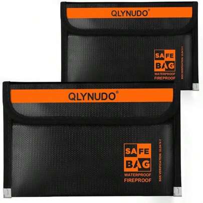 Small Fireproof Money Bag For Cash And Documents (8x5", Inside_External Size), 2-Pack Money Pouch With Water Resistant Zipper, Waterproof Safe Bag Set, 3 Layers (Silicone_Glass Fiber_Aluminum Foil)