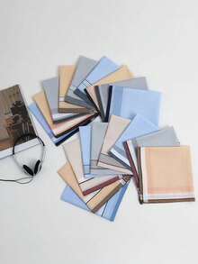 12条装40cm经典吸水格子手帕，舒适柔软擦汗小方巾，送朋友的最佳礼物 - 彩色 - 查看 7