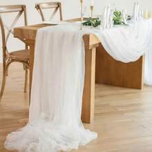 1 Pc 30ft/800cm Elegant White Voile Wedding Arch Curtain, Suitable For Ceremony And Reception Decor, Perfect For Wedding Arch, Engagement Ceremony And Holiday Decoration - Made Of Acetate Fiber, No Power Required