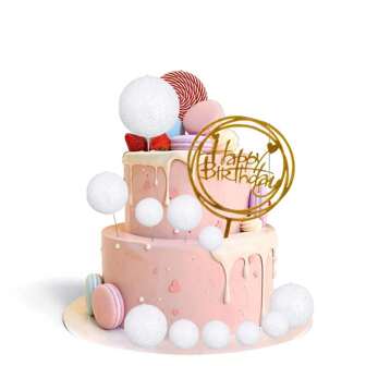 Glitter White Mini Ball,Birthday Cake Cupcake Decoration, Available In Various Sizes, DIY Foam Ball Cake Insert Decoration, Cake Baking Decoration, Suitable For Mother's Day, Father's Day, Graduation Ceremony