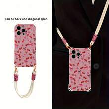 Funda para teléfono 1 pieza Una elegante correa para el hombro tipo bandolera, patrón Correa para el hombro tipo bandolera Correa de mano anticaída de cuatro esquinas Funda protectora para teléfono móvil Puede colgarse hacia atrás Funda para teléfono móvil suave adecuada para la serie 12 13 14 15 16 Pro Pro Plus - - Colores mixtos 1 - Ver 6