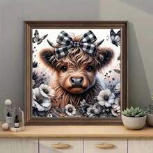 SHICERNHJ Cow 5D Diamond Painting,DIY Highland Cow Diamond Art Kits Round Paint By Diamonds For Adults Beginners,Full Drill Gem Art Kit For Adults Art And Crafts Home Wall Decor 14 X 14inch - 白色 - 查看 2