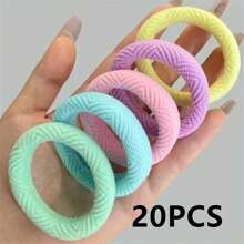 20 件大胆咖啡色高弹力发带，加厚无缝马尾辫夹，发圈，发绳，橡皮筋