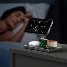 15W 3-In-1 Foldable Magnetic Wireless Charger, Fast Charging Station, Compatible With IPhone 17/16/15/14/13/12/Pro/Max/Plus, Compatible With IPhone 10/9/8/SE/7/6/5/4/3/2, Compatible With Apple Pro 2/3/4 - Black - View 5