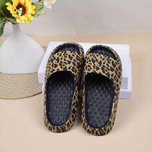豹纹男女通用 EVA 简约舒适露趾塑料拖鞋，轻便、防水、防滑厚底凉鞋，适合浴室、宿舍、游泳池和沙滩穿着