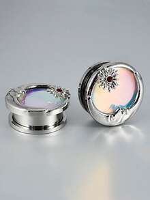 2 件装月亮和太阳蓝色渐变闪光耳道和耳塞医用钢滑轮穿孔鞍形耳重强化扩张器穿孔耳环 - 1對太陽月亮耳廓 - 查看 16