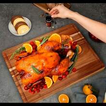 1 件多功能红木切菜板 - 带凹槽的多功能切菜板、砧板和切菜板，适用于肉类、蔬菜、早餐、咖啡、茶、饮料、水果、小吃、奶酪、甜点和面包 - 适合家庭、酒店和餐厅使用，适合生日、开斋节、毕业季、返校季、母亲节 - 黃色 - 查看 10