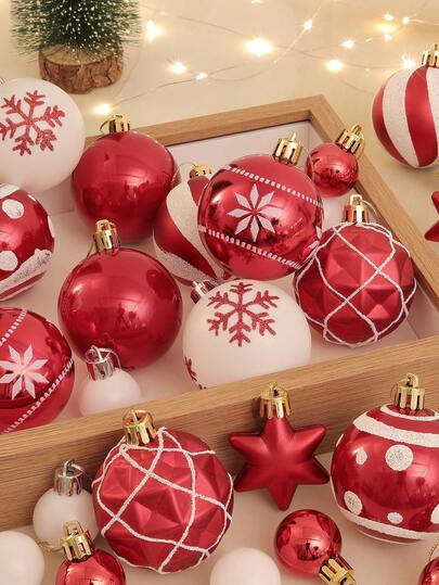 42pcs/Set Christmas Ball Ornaments Decoration Pendant Party Supplies Gift Box Set