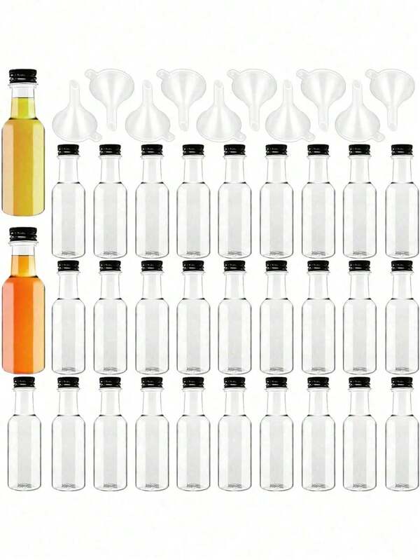 50ml 100ml 180ml Mini Liquor Bottles Set, Mini Empty Plastic Shot Bottles, With Screw Cap,Small Empty Bottles,Water Bottles. Available In A Variety Of Colors And Sizes.Perfect For Bathroom Travel, Outdoor Camping, Wedding Parties And Business Travel, Easy To Carry.Airtight Spirit Bottle With Caps Mini Wine Bottles, Bar Party Supplies, Portable Accessories Storage
