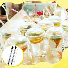 FUCHENGJSLasnten 2 Pack Straw Puncher Plastic Lids Lemonade Cups, Stainless Steel Straw Hole Puncher Punching Tools Cafe Drinks Container Squeezed Lemonade Stand Supplies(8.Inch,Black) - 黑色 - 查看 5