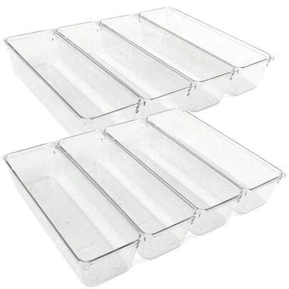8 قطع مقسمات أدراج بلاستيكية شفافة متعددة الاستخدامات، مثالية لتنظيم مستحضرات التجميل والمجوهرات والإكسسوارات الصغيرة في غرف النوم والحمامات والمكاتب. تصميم أنيق وعملي يناسب جميع الديكورات، مثالي لهدايا العيد والمناسبات الخاصة. حل تخزين ذكي وعصري للحفاظ على أغراضك مرتبة ومنظمة.