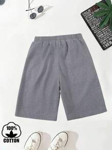 Pantaloncini da uomo in cotone basic, stampa in stile città americana, stile college con blocchi di colore a coste, nuovi pantaloncini da uomo morbidi e traspiranti, primavera ed estate, set da due pezzi grigio floreale.