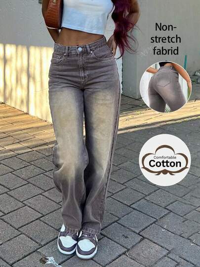 NVFelix Jeans rectos de cintura alta y sombra para mujer de estilo informal de verano, Modelo 2025
