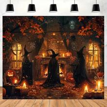 Halloween Ghost Background Fabric Made Of Polyester Material, Available In Various Styles, Witch Room, With Pumpkin Bats And Full Moon Indoor And Outdoor Multifunctional Wall Decoration Banner Background - Multicolor - View 8