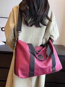 1pc Large Capacity Short Trip Travel Duffel Bag, Lightweight Luggage Gym Bag, Handbag/Shoulder Bag Running Accessories Sports Bag For Women Sport Bag For Sports For Fitness For Exercise Travel Bag For Vacation For Men Travel Essential Yoga Bag