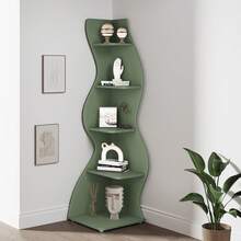 Tribesigns Corner Shelf, Rustic 5-Tier Wall Corner Bookshelf, Stylish Corner Small Bookcase Storage Rack Plant Stand With Unique Shape For Living Room, Home Office - Green - View 10