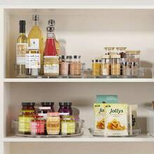 1/2Pcs Lazy Susan Organizer Turntable For Cabinet, 23.5cm/9.25inch, Rotating Condiment Organizer For Kitchen Pantry Organizers And Storage, Table Top, Fridge, Countertop, Spice Organization - Transparent - View 8