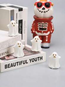 1 件哥特式陶瓷鬼魂亮灯，万圣节鬼魂装饰，小白鬼魂雕像，适用于万圣节室内家居装饰，万圣节派对装饰摆件