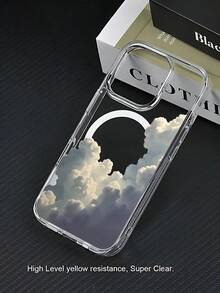 Transparent White Clouds Pattern, Upgraded Acrylic TPU 2-In-1 Material, Strong Magnetic Suction Phone Case, Stylish And Durable, Suitable For Apple 16ProMax 16Pro 16PLUS 16E 16 15 14 13 12 11 Series - Trong sáng - Xem 1