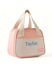 Insulated Lunch Bag With High-Quality Oxford Fabric Colorblock Design, Comes With Meal Bag, Bento Box Bag, Customized Embroidery Of Your Name Or Personal Text To Make Your Lunch Bag Unique, Suitable For Office Workers Commuting, Family Parties, Outdoor Picnics, Camping, Holiday Gatherings, Beach Vacations, Student Meals, Also A Great Gift - Multicolor - View 14