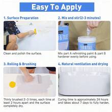 DWIL Tile Paint Tub And Tile Refinishing Kit With Tools Water-Based Bathtub Paint Low Odor Easy To Use 25-30 Sq.Ft 16.5 Oz Semi-Gloss White - White - View 6