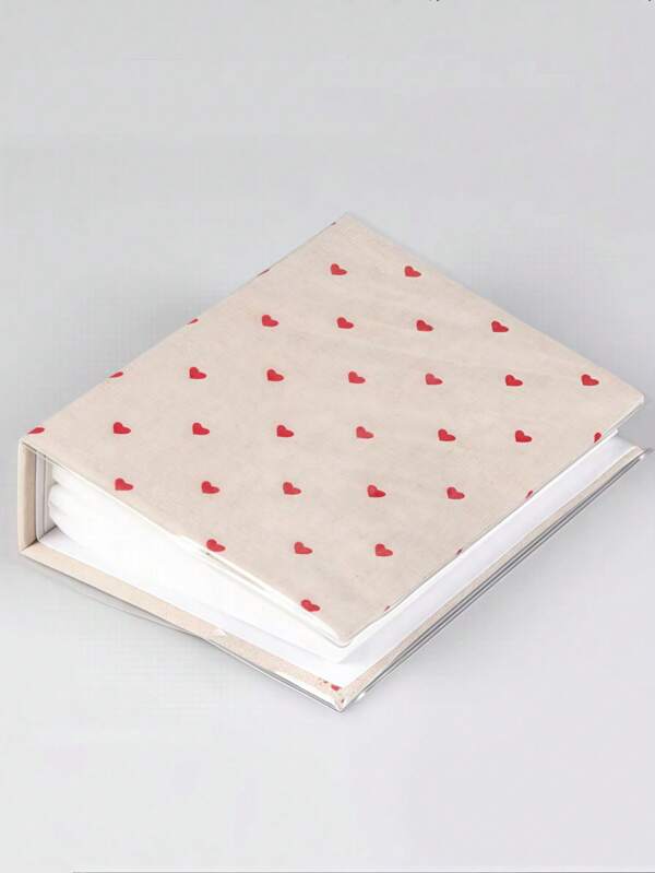 One/100 Pages Photo Album, Red Heart Insert Memorial Photo Album Book, Memory Book For Family, Friends And Couples, Home Decoration, 6x6 Inches, Home Furnishings