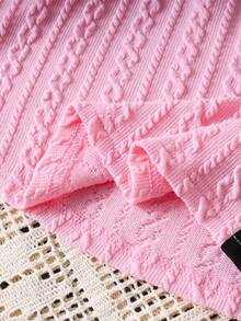 Girls Ribbed Knit Long Sleeve Dress, Elegant & Charming For Spring/Autumn - Pink - View 9
