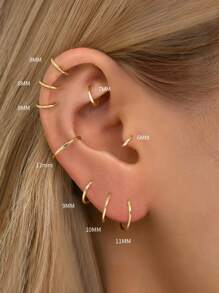 1件925纯银16g铰链式耳环 - 耳骨环、耳廓环、鼻环、鼻中隔环、无缝卡扣耳环、迷你耳环、耳屏环、耳骨环、耳廓穿孔环、银色无缝耳骨耳环，适合男女日常佩戴（6-12毫米），柔软纯银材质，请小心轻放。 - 18G Hinged Hoop - 查看 2