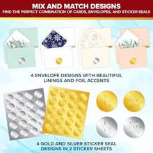 SHUS0087-40 Pack Foil Emed 5x7in Happy Holidays Cards With Envelopes Bulk And Stickers 8 Elegant Designs Happy Holiday Cards With Envelopes Bulk With Printed Mage Inside - 如圖 - 查看 5