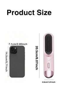 GENAI Portable Cordless Straightening Brush With Negative Lon Technology Lightweight Travel Friendly Design Anti-Scald Protection Long Lasting Battery