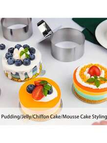 1/2/3pcs Cake Mousse Mold, Cake Ring----3.15Inch Stainless Steel Cake Mold Rings With Pushers, Mousse Cake Ring, Tart Rings, Pancake Molds, Baking Tools, Kitchen Gadgets