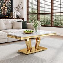 Diamond Faux Marble Coffee Table Set - 2 Side Tables With Diamond-Shape Stainless Steel Base, Mirrored Finish For Or Living Room