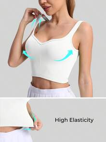 Women's Sports Yoga Fitness Camisole Tank Top, Quick-Drying Breathable Beauty Back Versatile, Running Leisure Bottoming Tank Tops - 白色 - 查看 2
