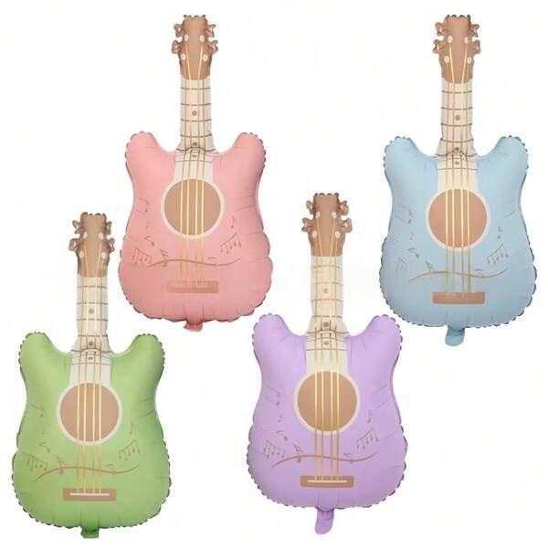 Matte Guitar Aluminum Foil Balloons, Frosted Guitar Aluminum Foil Balloons, Party Decoration Balloons